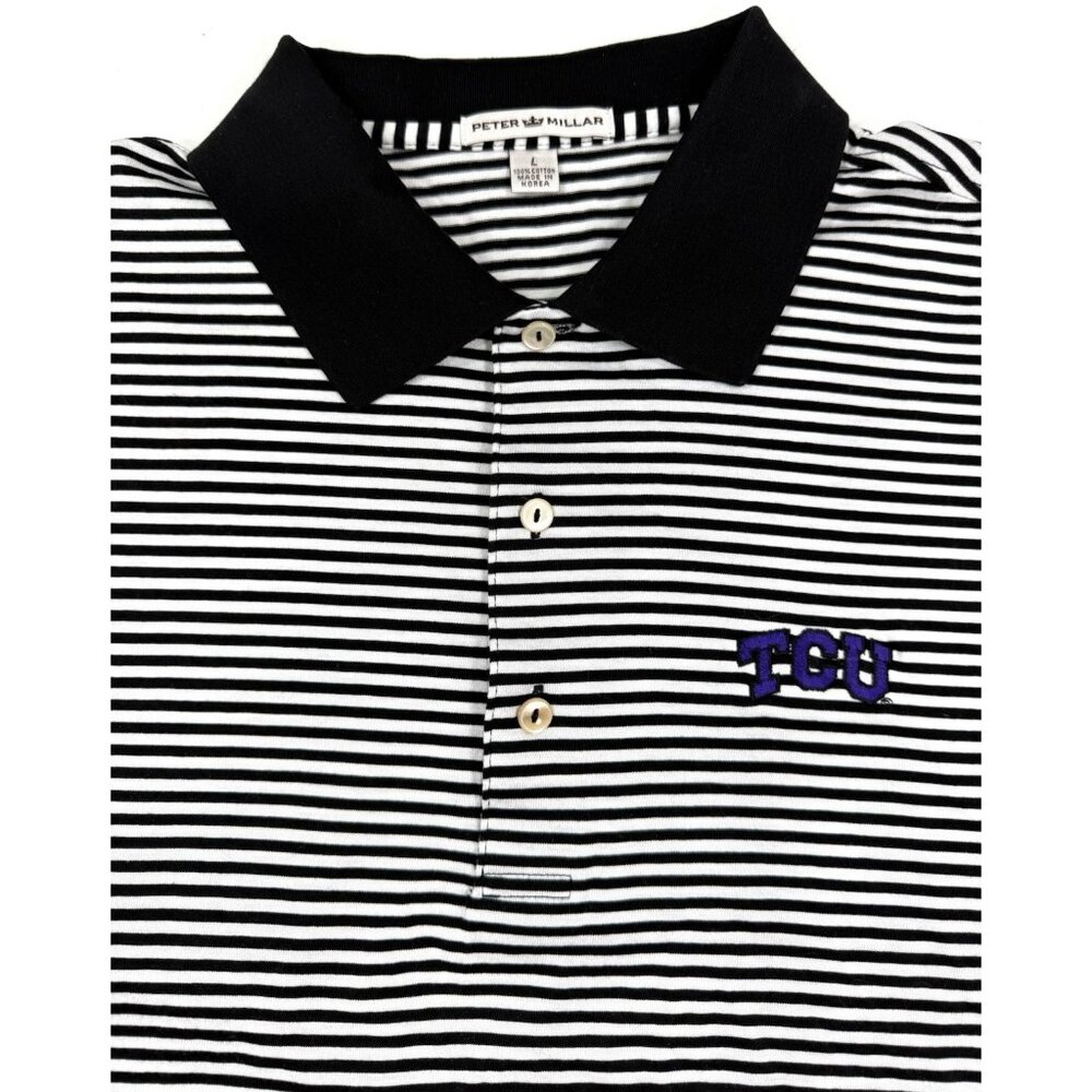 Peter Millar Mens Polo Shirt TCU Horned Frogs Large Texas Christian University